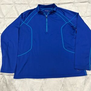 REI Sz Large Men's 1/4 Zip Pullover Athletic Top Long Sleeve Blue Stretch Poly